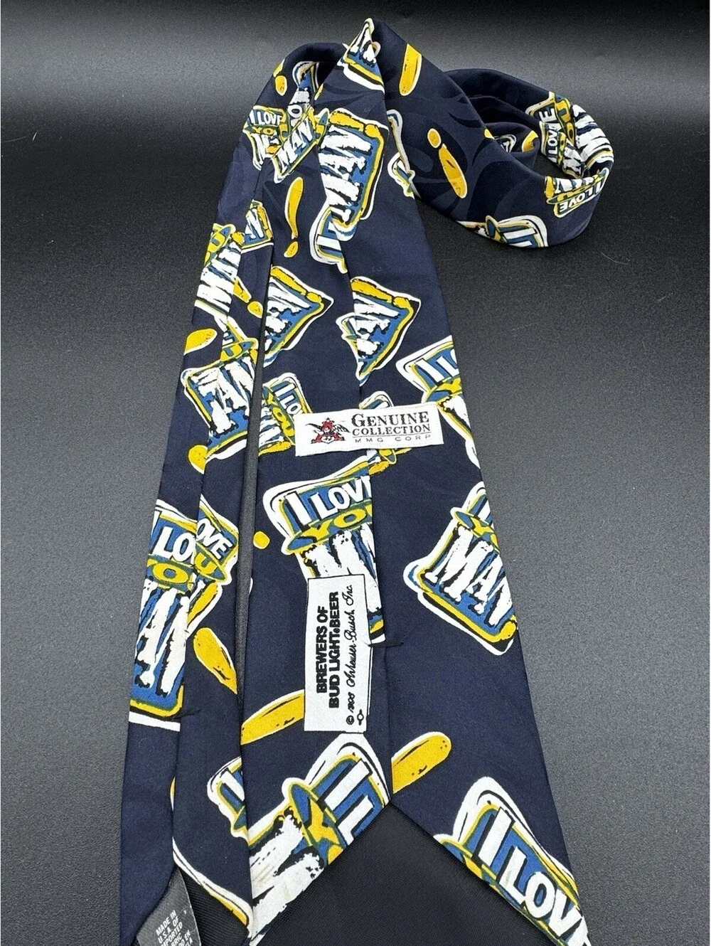 Vintage 90s Bud Light I Love You Man Beer Novelty Tie USA 57” x 4”